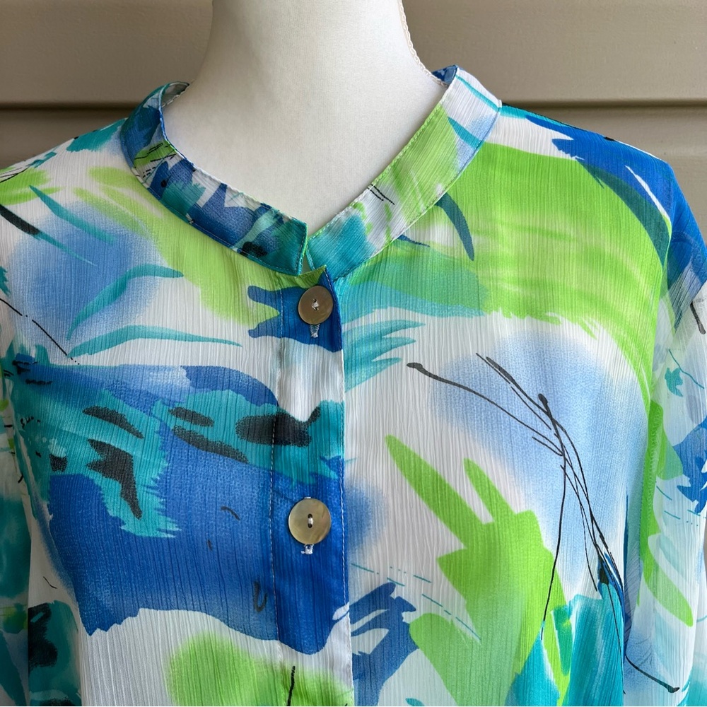 •Ulla Popken• Sheer Button-Down Tunic Top - Size 24/26 - Picture 3 of 7